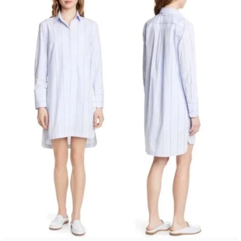 Club Monaco Strawberta Quiet Luxury Striped‎ Shirt Dress Buttons Woman’s 6 GUC